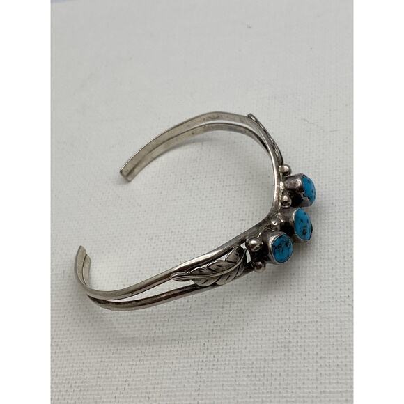 Vintage Native American Turquoise Sterling Silver 925 cuff Bracelet - Picture 4 of 9